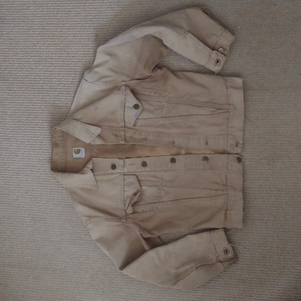 CARHARTT 80s Sandstone Mens Trucker Vintage Medium Button Up Jean Jacket